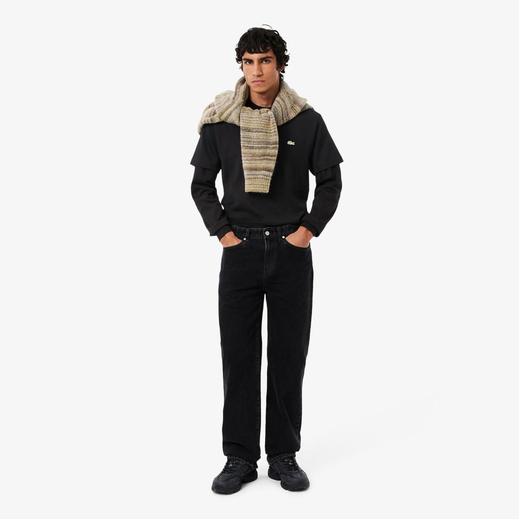 Áo Thun Lacoste Nam Dáng Cổ Điển Dài Tay Chất Liệu Jersey Dày Dặn