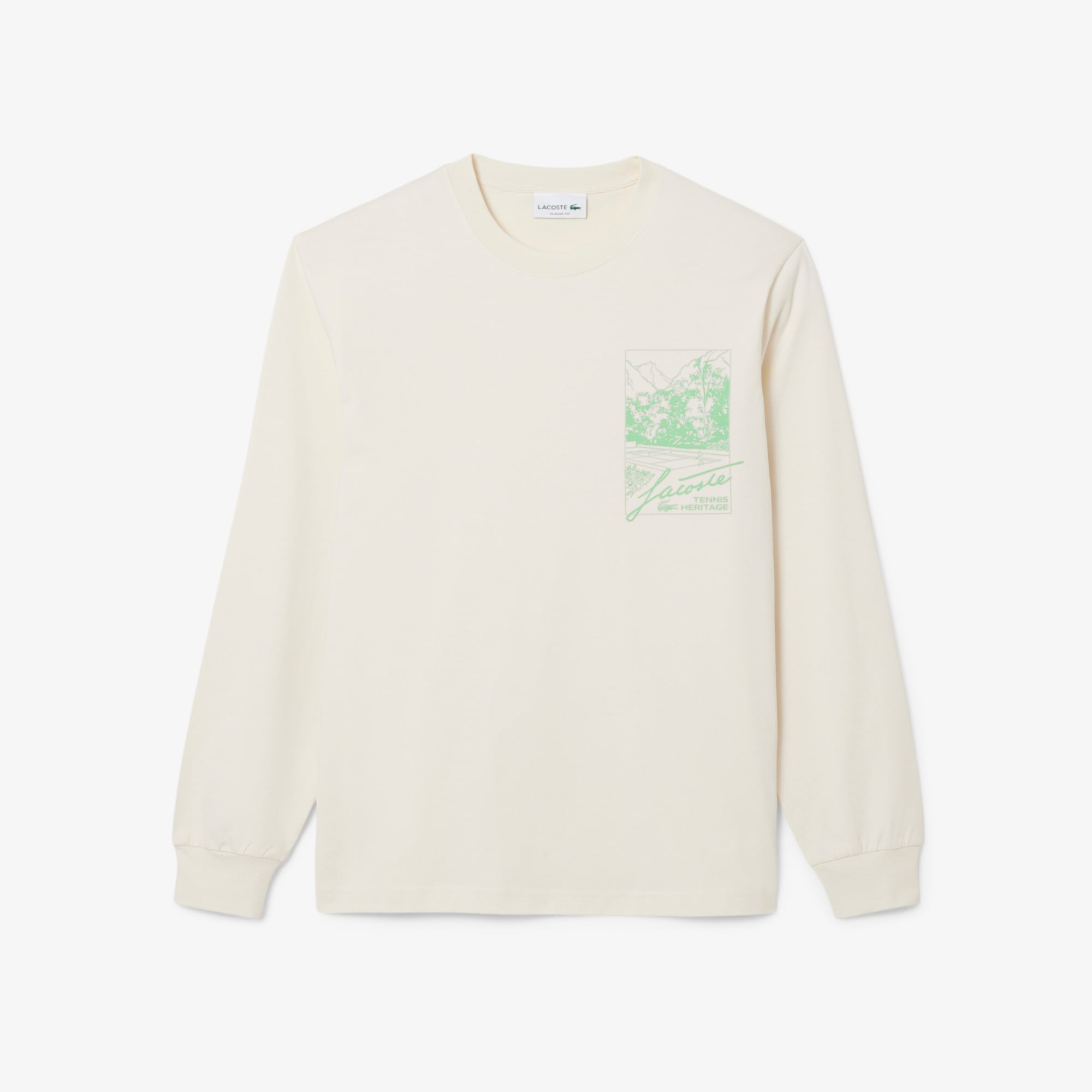 Áo Thun Lacoste Nam Dáng Cổ Điển Dài Tay Chất Liệu Jersey Dày Dặn