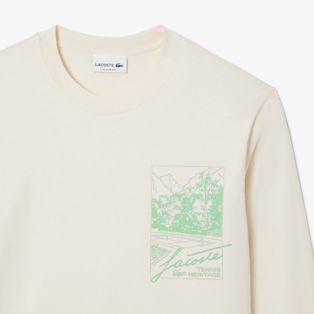 Áo Thun Lacoste Nam Dáng Cổ Điển Dài Tay Chất Liệu Jersey Dày Dặn