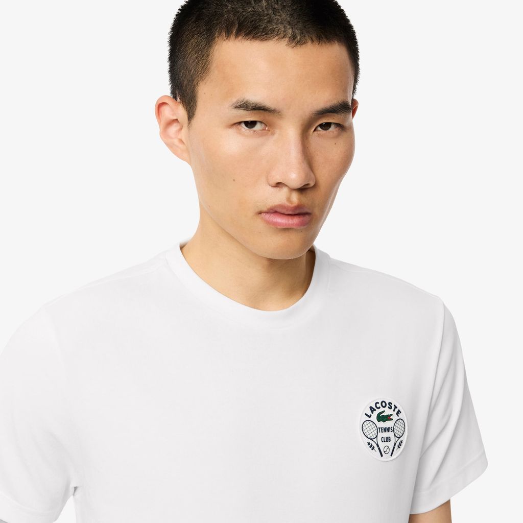 Áo Thun Tennis Lacoste Nam Dáng Suông Thoáng Khí Heritage Badge