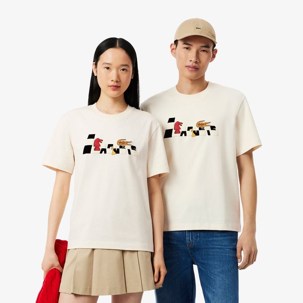 Áo Thun Lacoste Unisex Dáng Cổ Điển Tết Nguyên Đán Chất Liệu Cotton