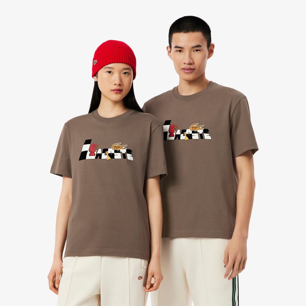 Áo Thun Lacoste Unisex Dáng Cổ Điển Tết Nguyên Đán Chất Liệu Cotton