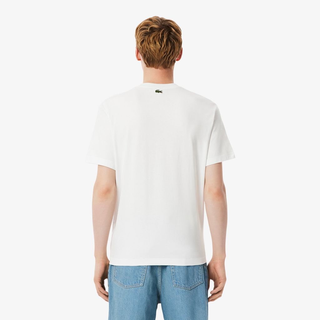 Áo Thun Tennis Lacoste Nam Dáng Cổ Điển Cotton In Hình Sân Đấu