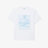 Áo Thun Tennis Lacoste Nam Dáng Cổ Điển Cotton In Hình Sân Đấu