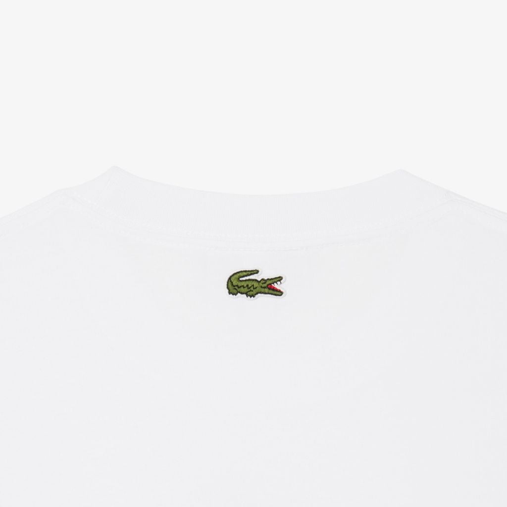 Áo Thun Tennis Lacoste Nam Dáng Cổ Điển Cotton In Hình Sân Đấu