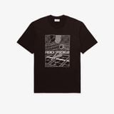 Áo Thun Tennis Lacoste Nam Dáng Cổ Điển Cotton In Hình Sân Đấu