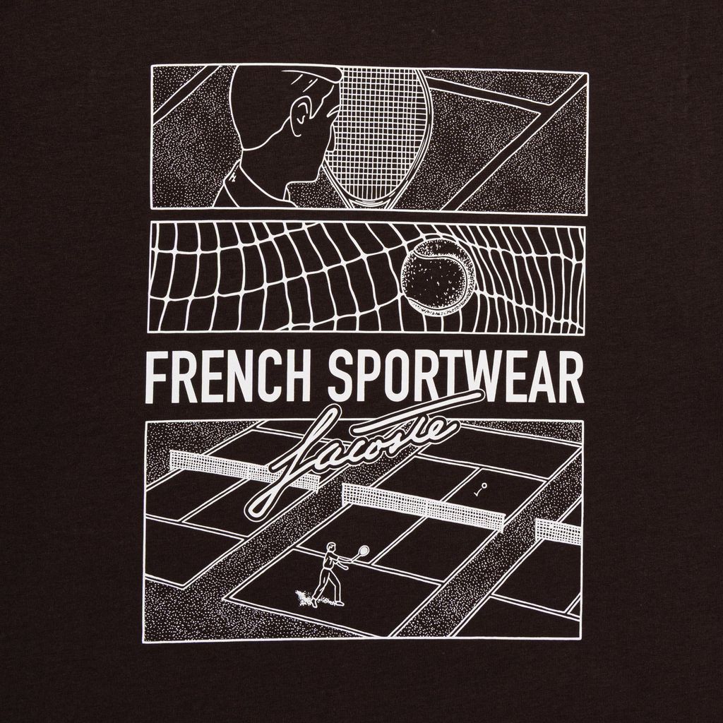 Áo Thun Tennis Lacoste Nam Dáng Cổ Điển Cotton In Hình Sân Đấu