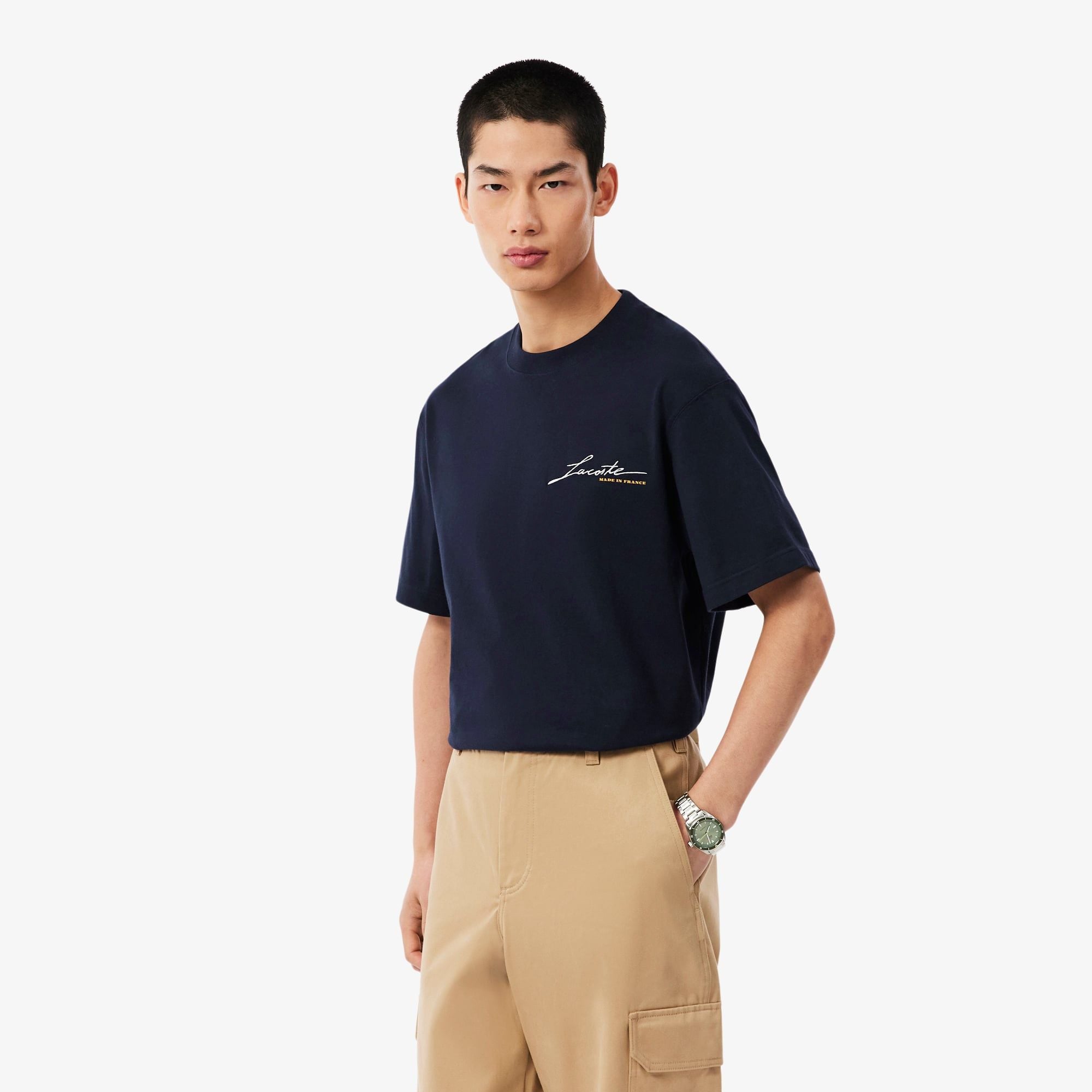 Áo Thun Lacoste Nam Thêu Chữ Sản Xuất Tại Pháp