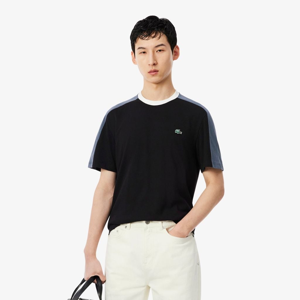 Áo Thun Lacoste Nam Chất Liệu Thun Dệt Kim Phối Màu