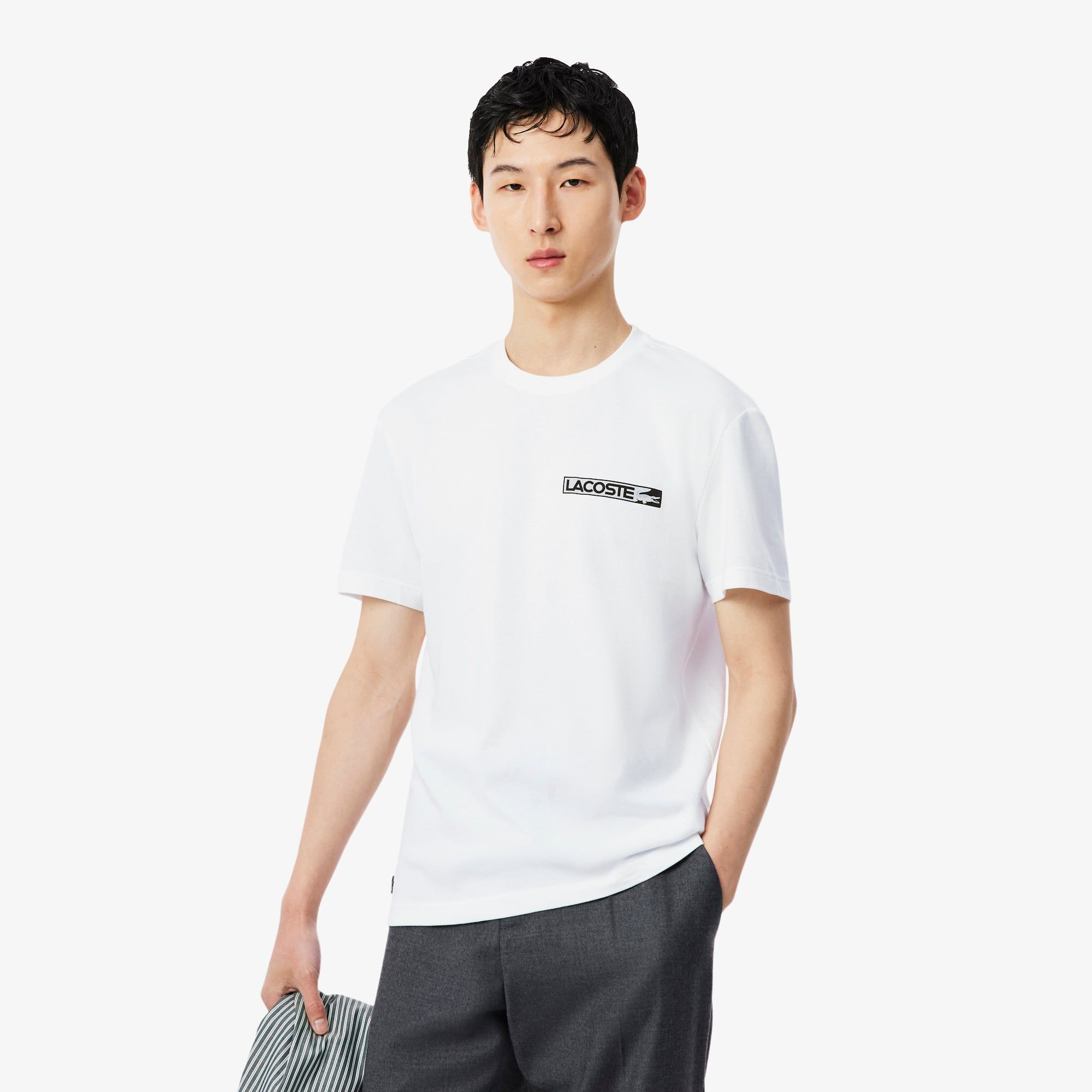Áo Thun Lacoste Nam Chất Liệu Thun Dệt Kim In Hình