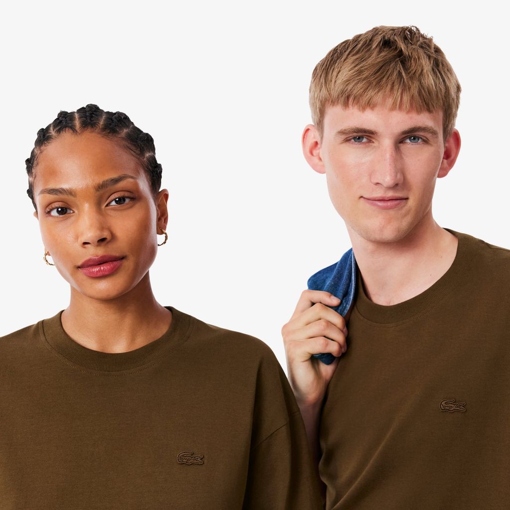 Áo Thun Lacoste Unisex Dáng Rộng Chất Liệu Cotton Thun Dệt Kim