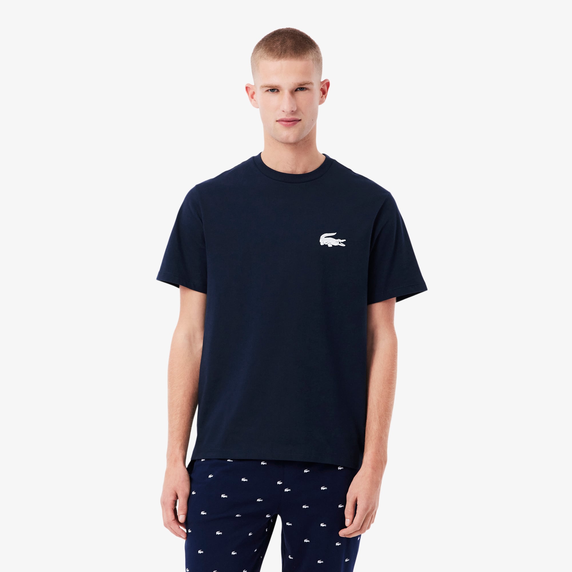 Áo Thun Mặc Nhà Lacoste Nam Chất Liệu Cotton Hình In Cá Sấu