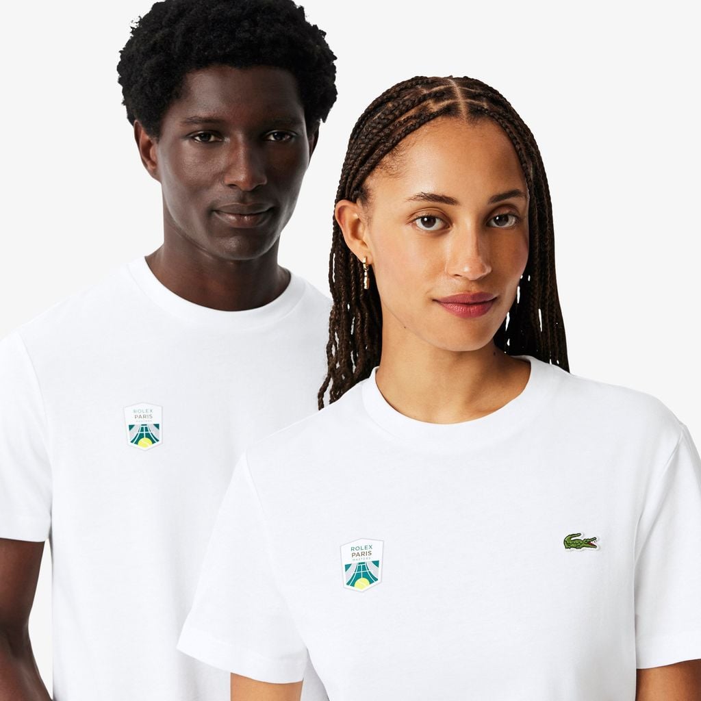 Áo Thun Lacoste Unisex Dáng Suông Phiên Bản Rolex Paris Masters