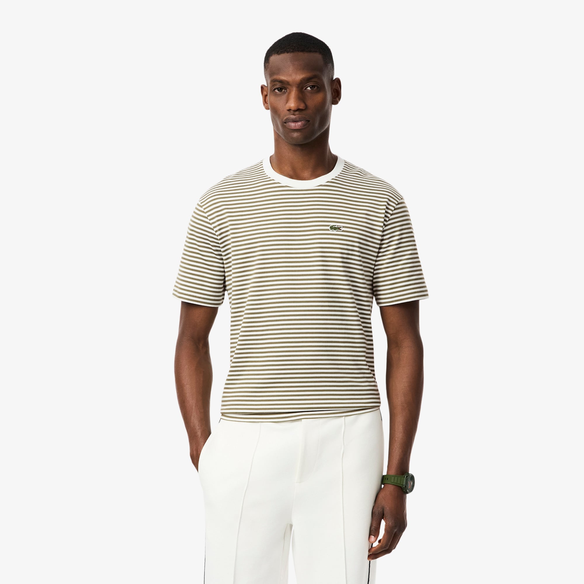 Áo Thun Lacoste Nam Sọc Chất Liệu Cotton Dày