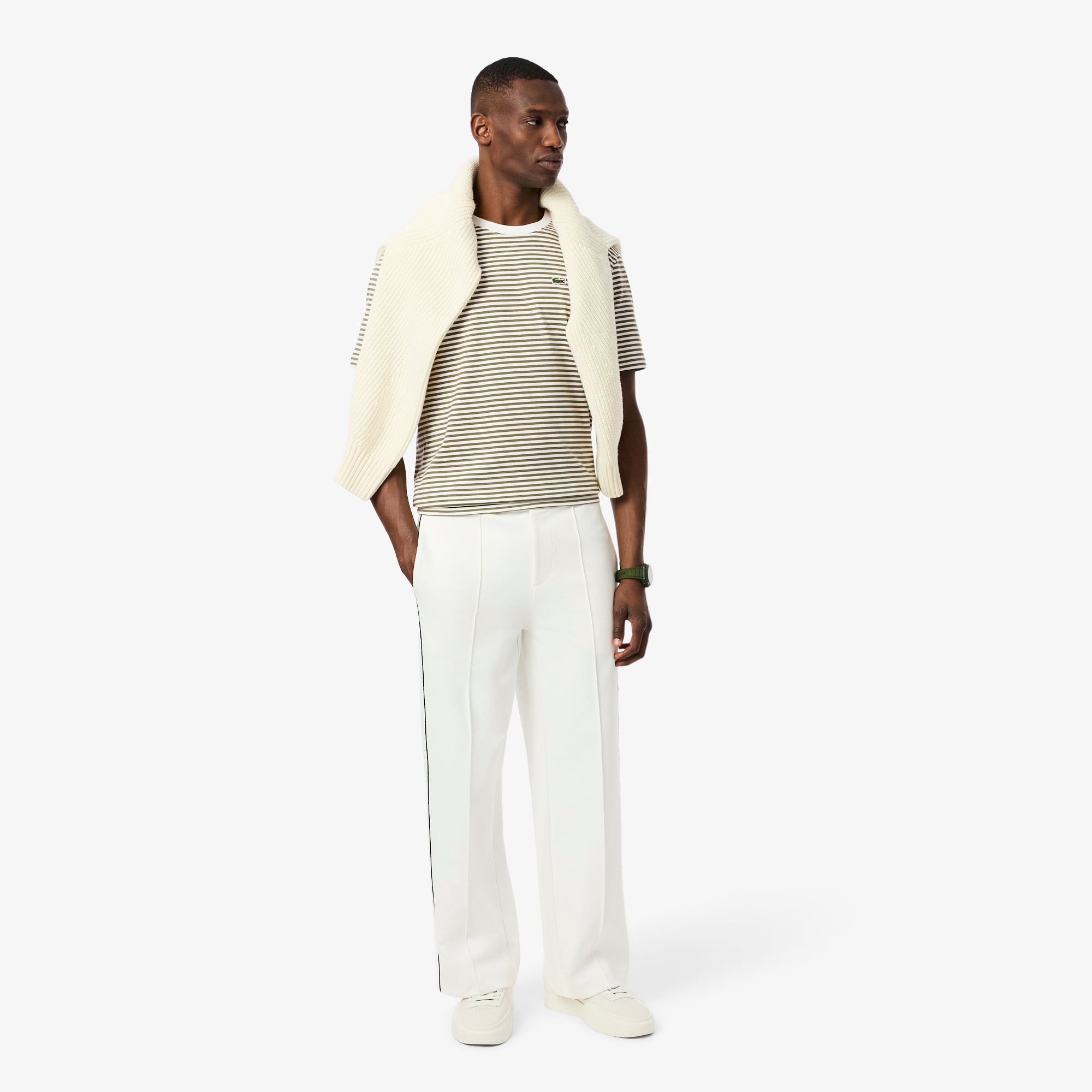 Áo Thun Lacoste Nam Sọc Chất Liệu Cotton Dày