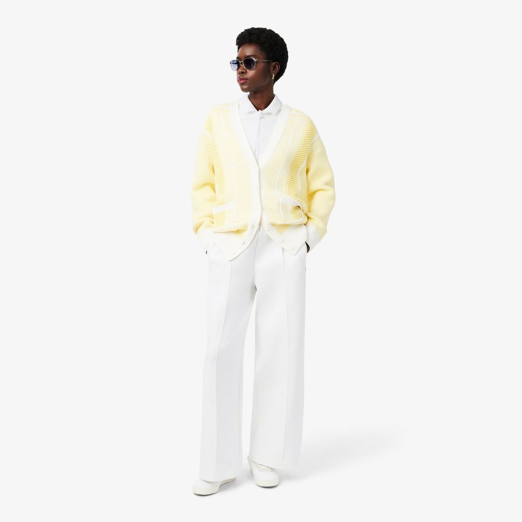 Quần Nỉ Lacoste Nữ Ống Rộng Chất Liệu Jersey