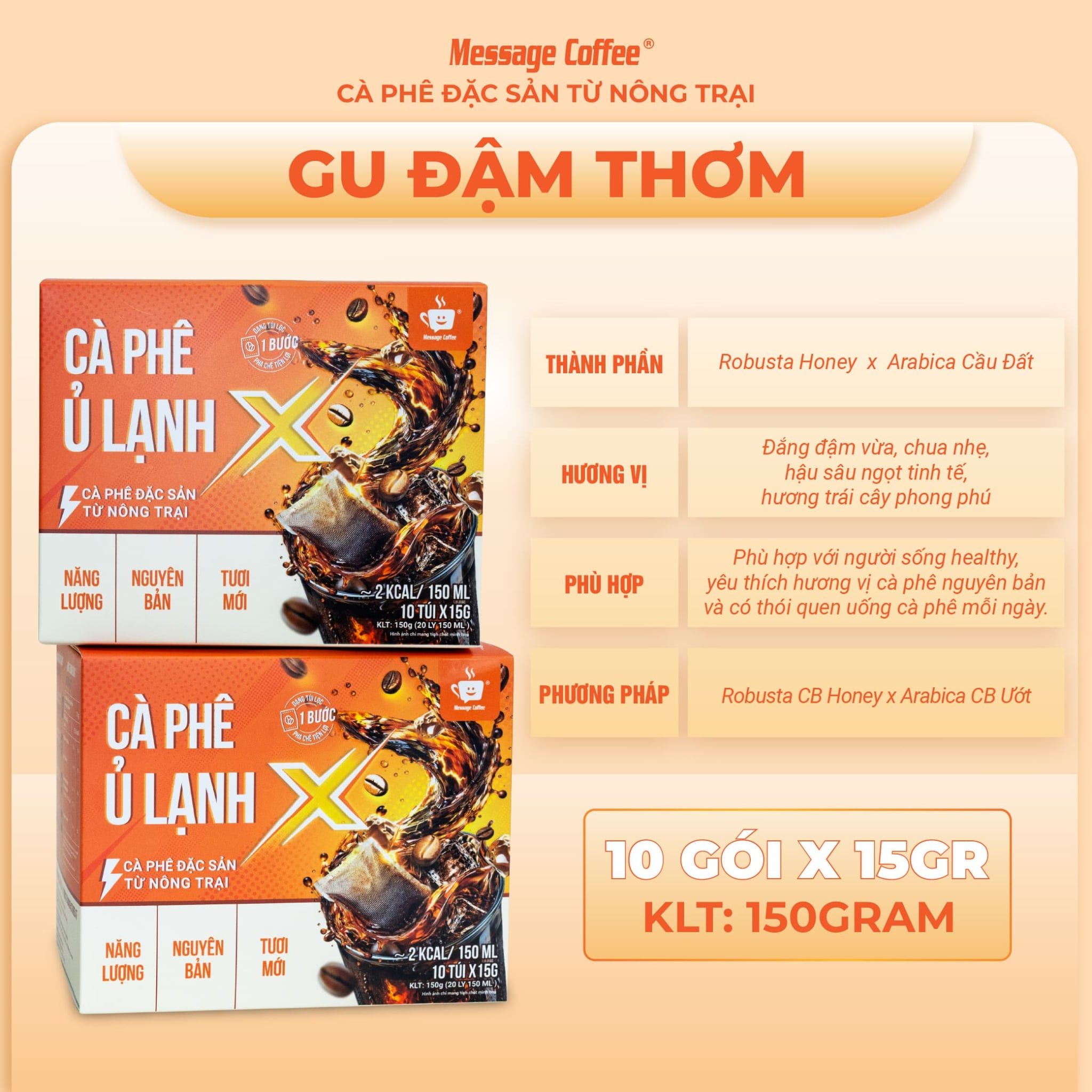 Cà phê Cold Brew X từ Message Coffee dạng túi lọc 10 túi x 15gr 