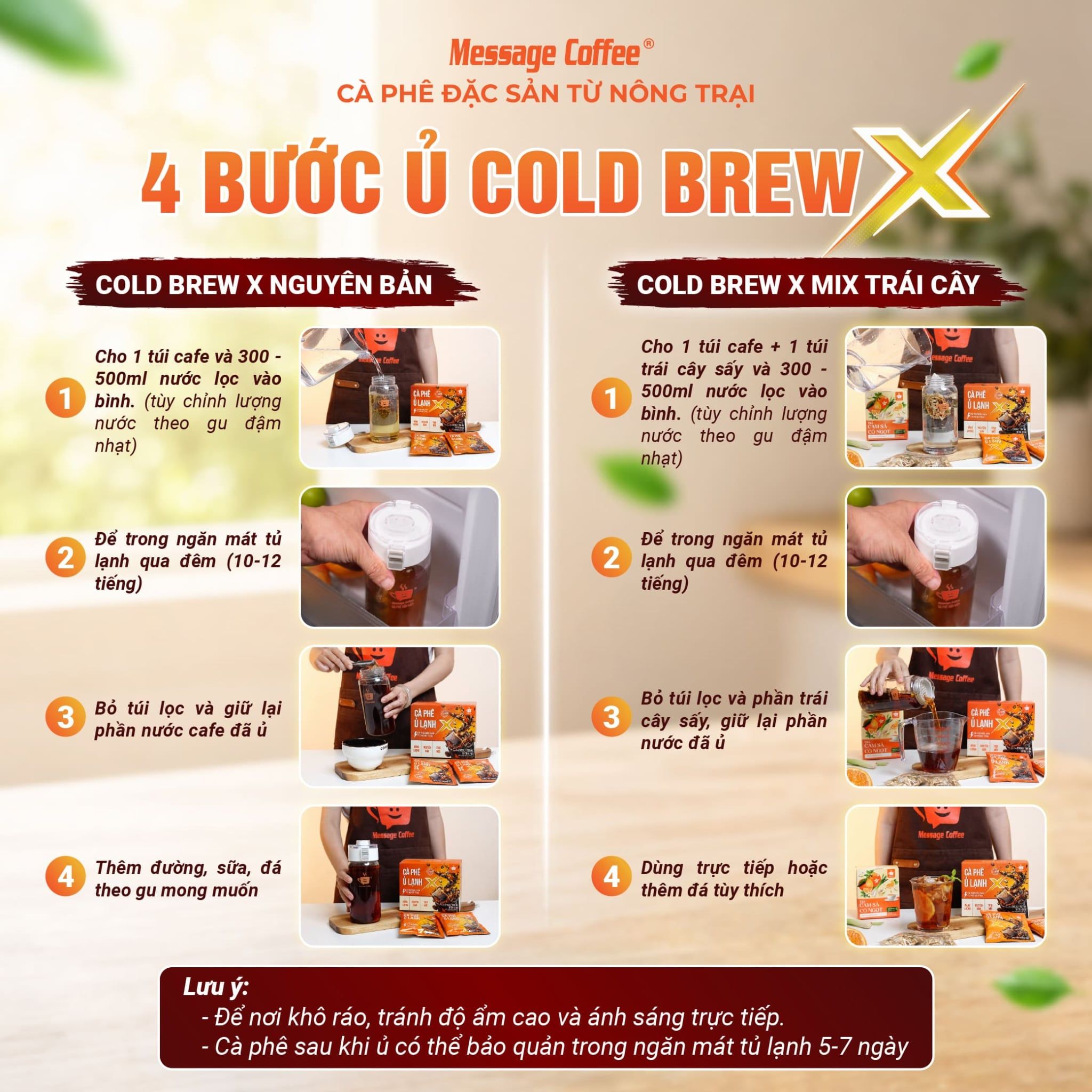  Cà phê Cold Brew X từ Message Coffee dạng túi lọc 10 túi x 15gr 