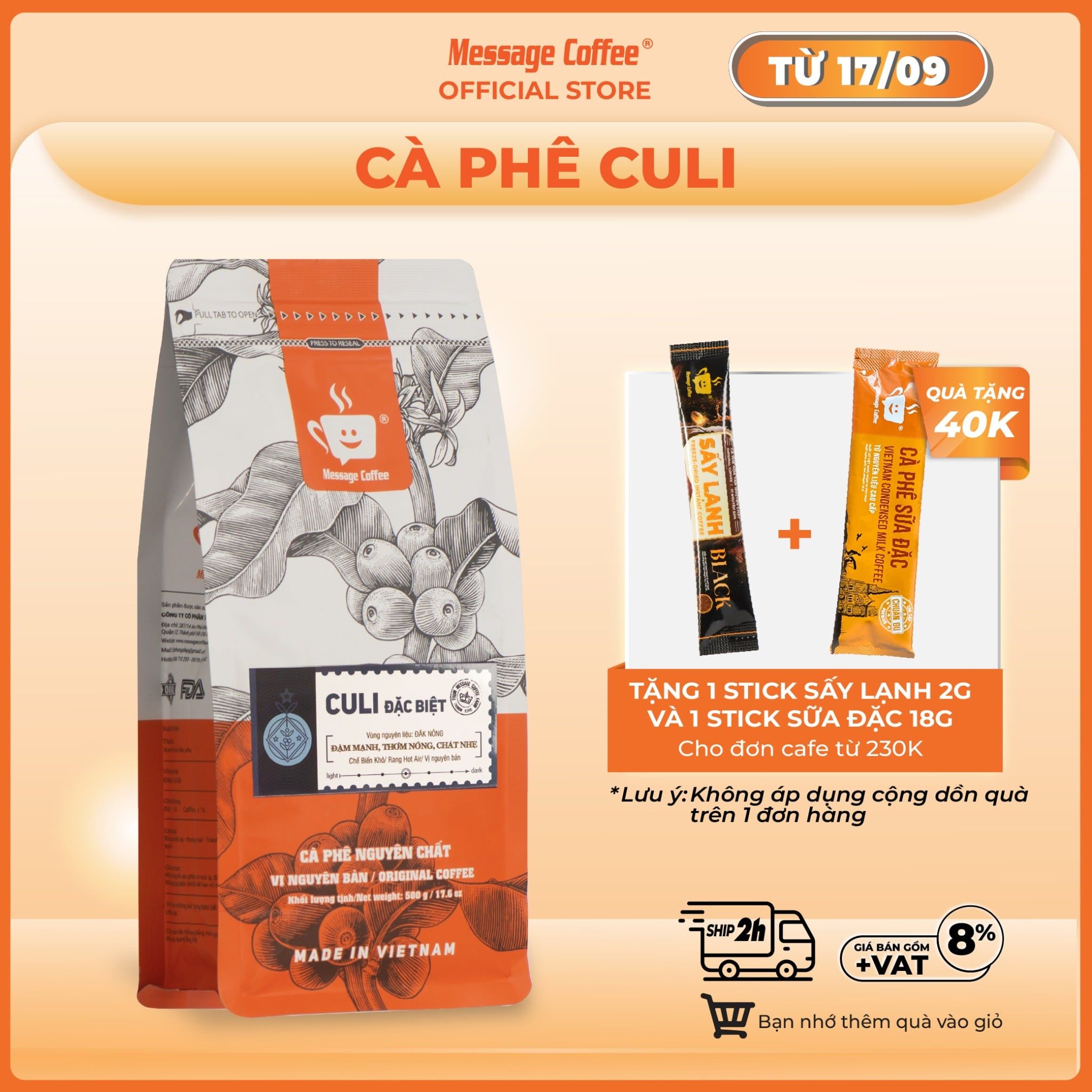  Cafe Culi Đặc Biệt nguyên chất rang mộc 100% vị đắng đậm thơm ngọt hậu dùng pha cà phê phin ngon từ Message Coffee 