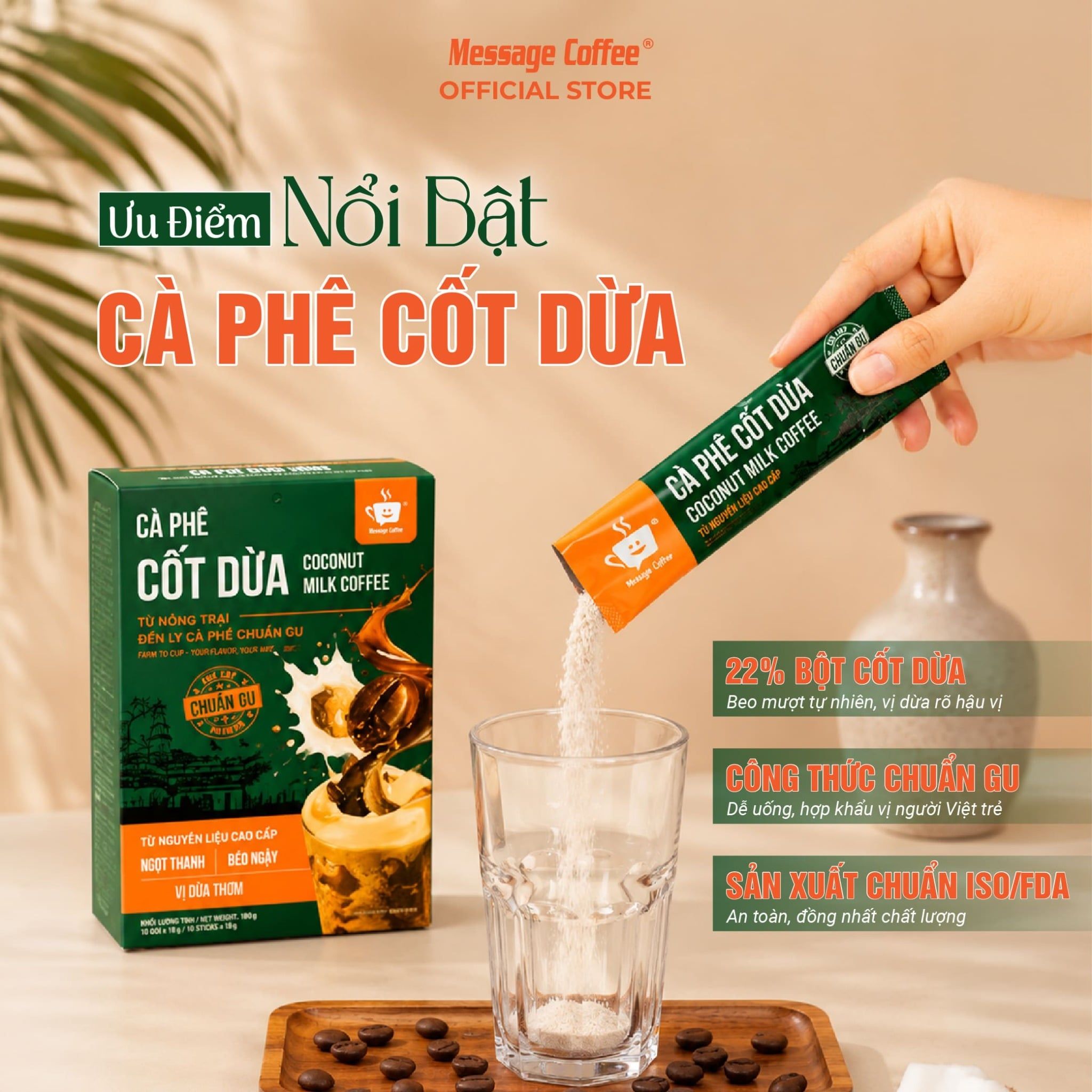  Cà phê hòa tan cốt dừa từ Message Coffee 