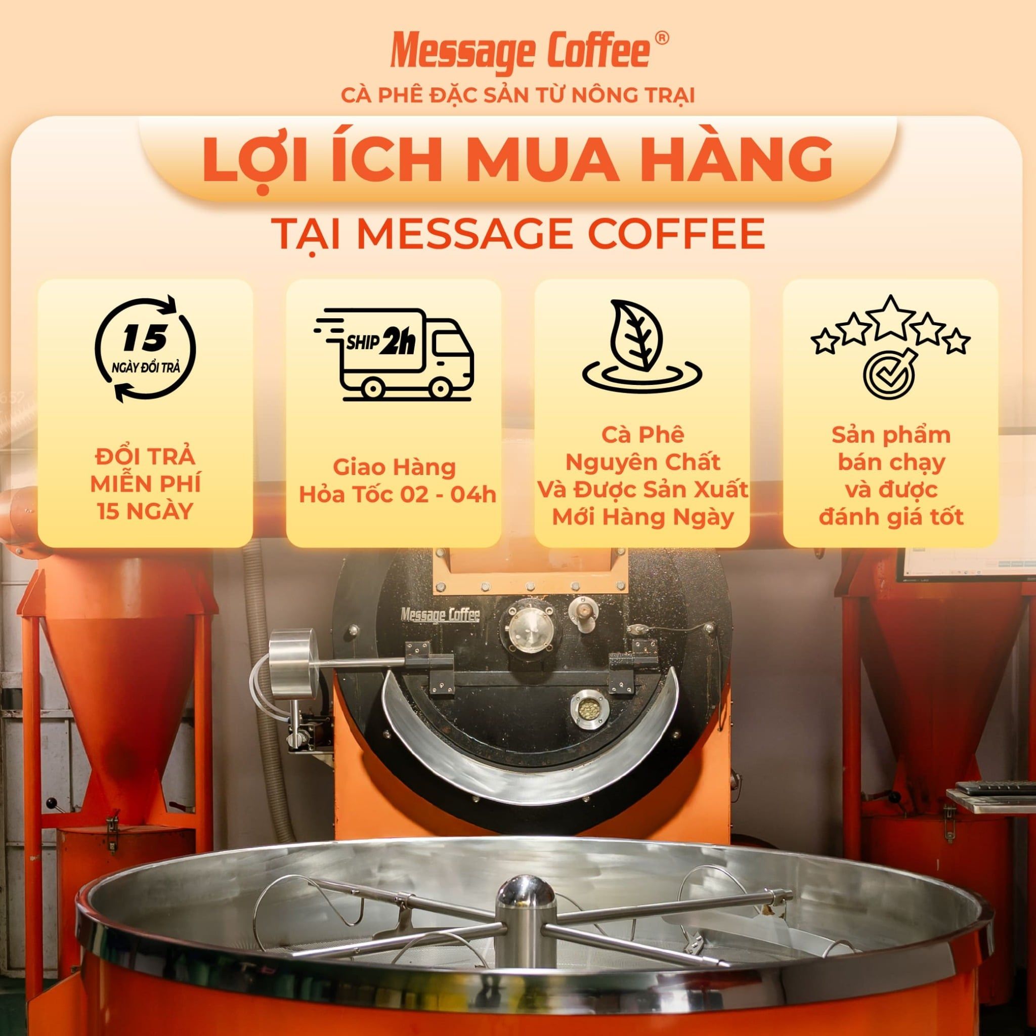  Cà phê nguyên chất Cầu Đất Blend rang mộc 100% thơm quyến rũ hậu ngọt đắng đầm dùng pha máy - pha phin từ Message Coffee 