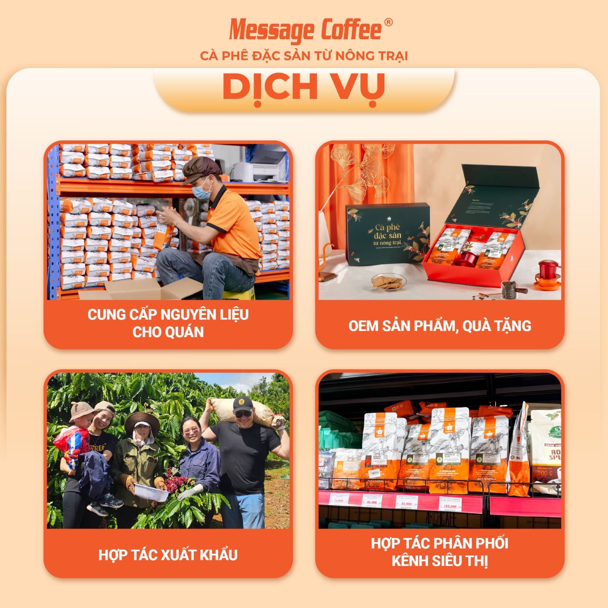  Cà phê nguyên chất Cầu Đất Blend rang mộc 100% thơm quyến rũ hậu ngọt đắng đầm dùng pha máy - pha phin từ Message Coffee 