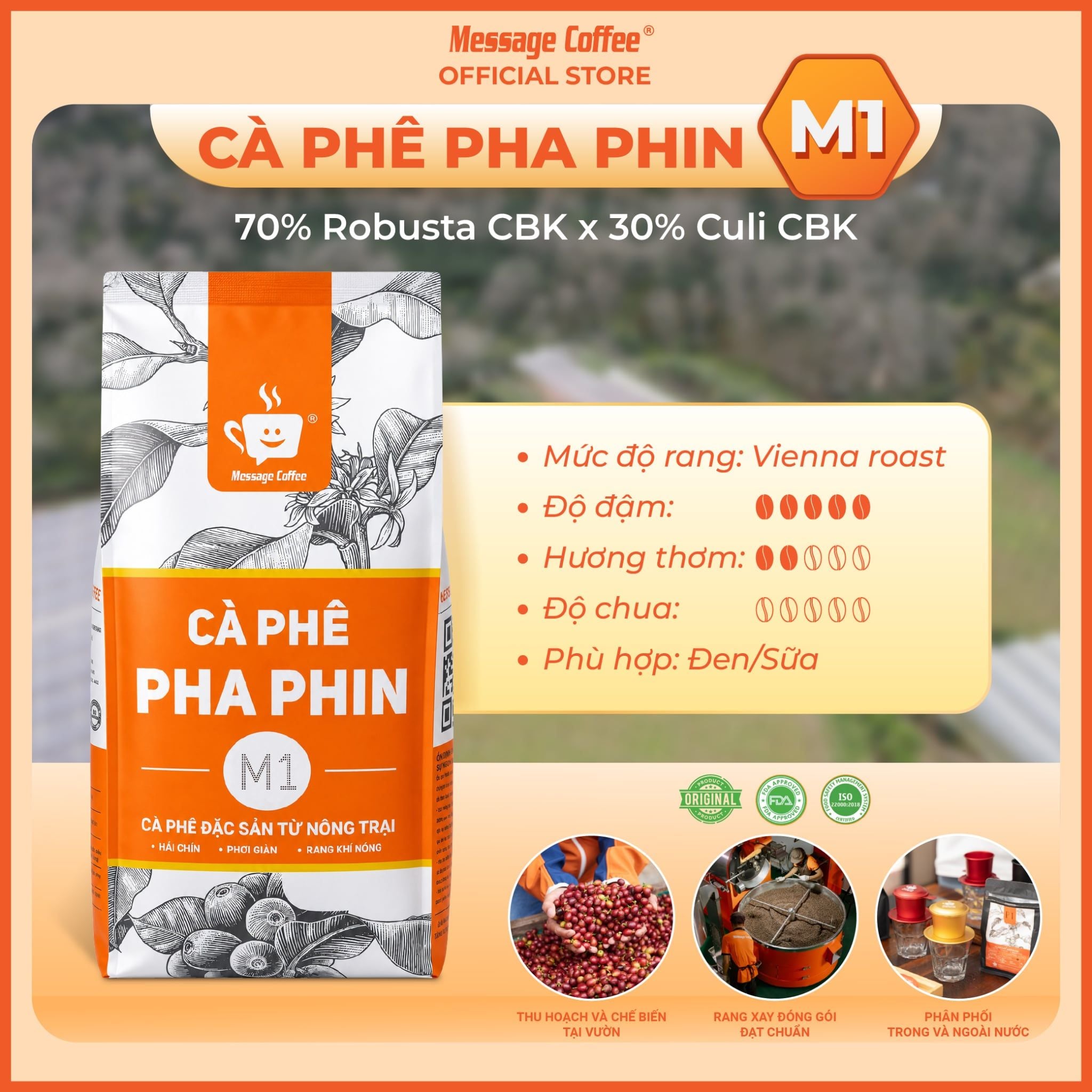  Cà phê pha phin M1 10Kg từ Message Coffee 
