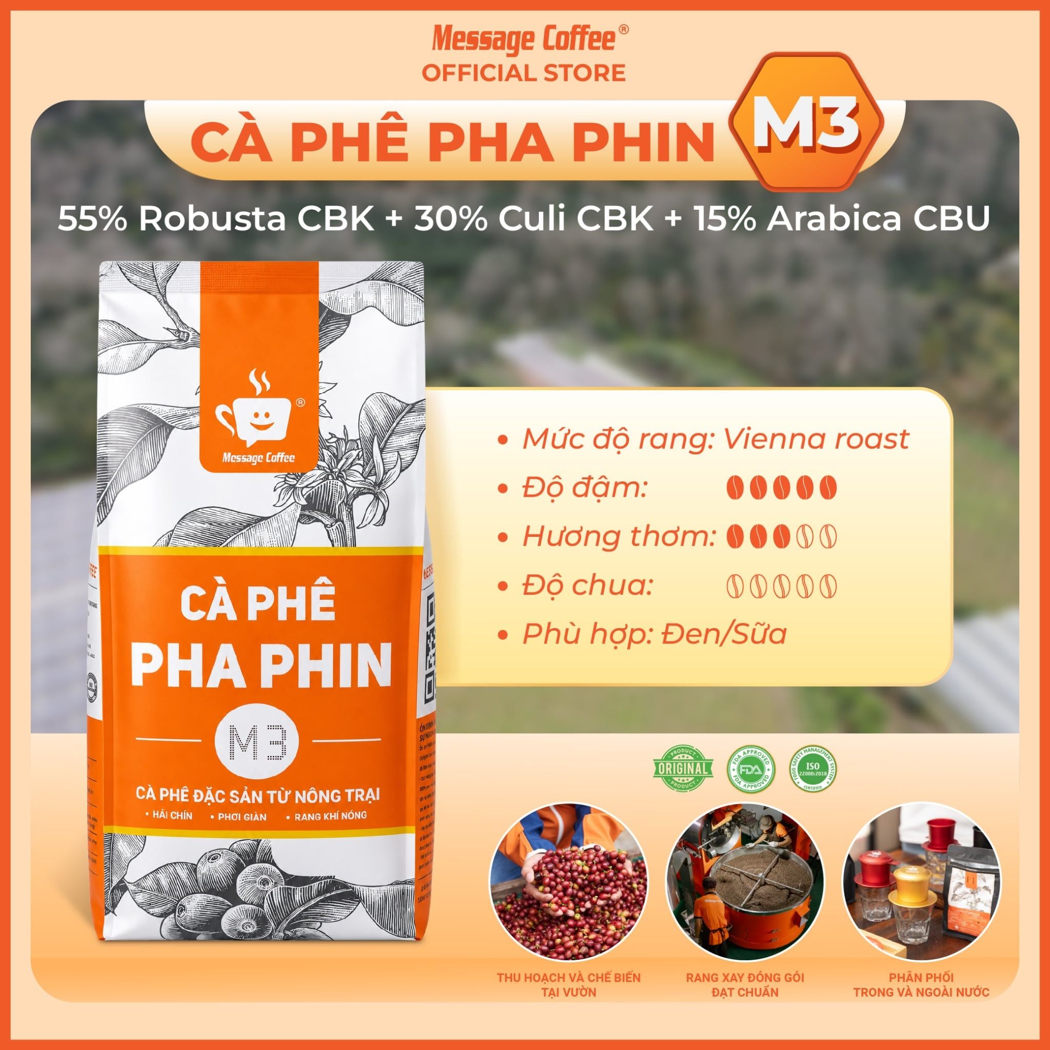  Cà phê pha phin M3 10Kg từ Message Coffee 