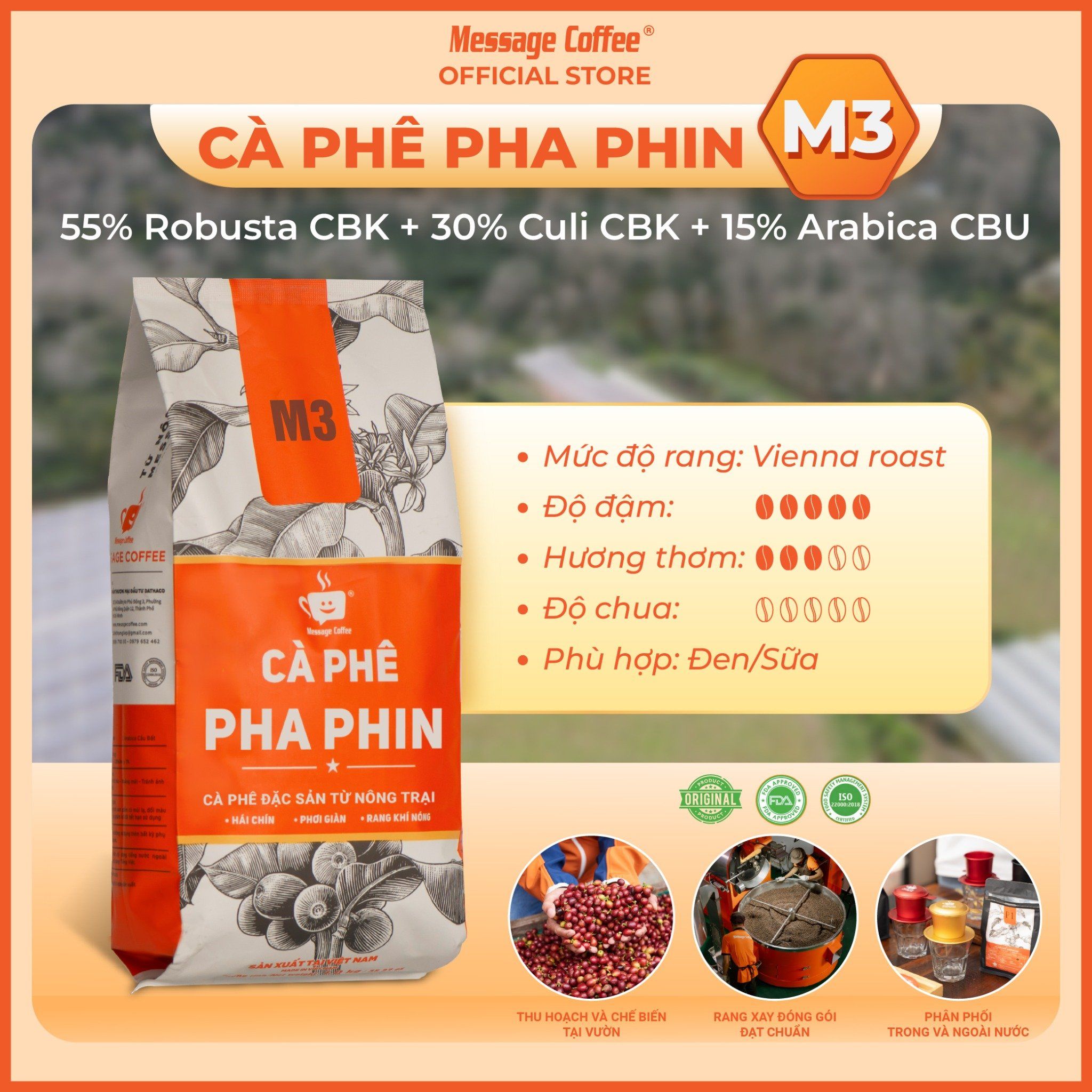  Cà phê pha phin M3 10Kg, cà phê giá sỉ dành cho chủ quán từ Message Coffee 
