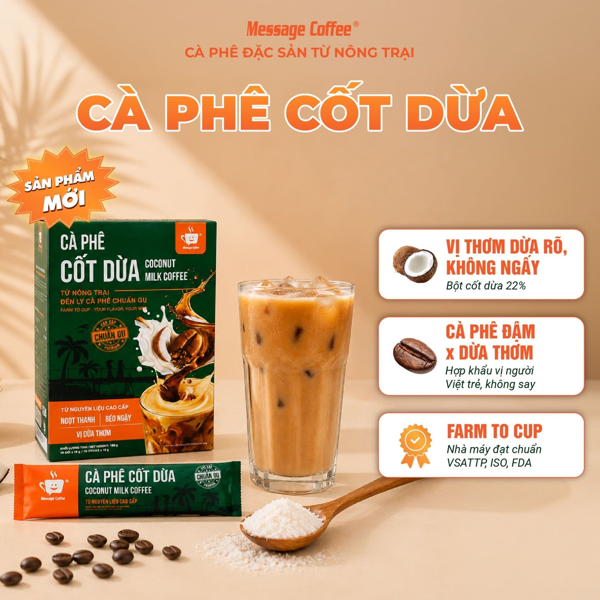  Cà phê hòa tan cốt dừa từ Message Coffee 