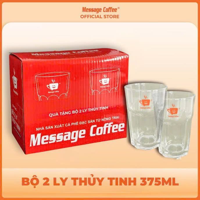  [QUÀ TẶNG KHÔNG BÁN] Bộ 2 Ly Thủy Tinh Message Coffee 375ml 