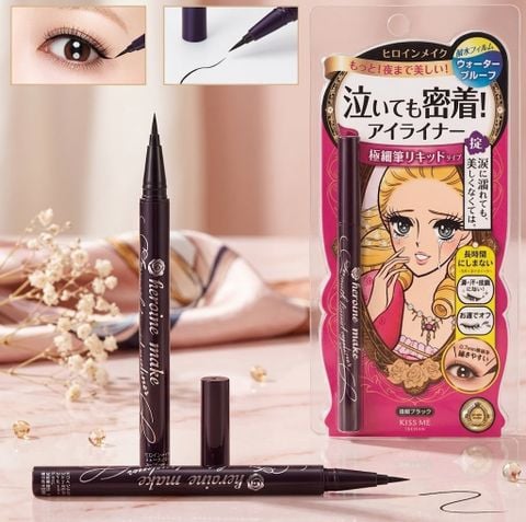 Bút Kẻ Mắt Nước Kissme Siêu Mượt Không Trôi Màu Nâu Đen 0.4ml