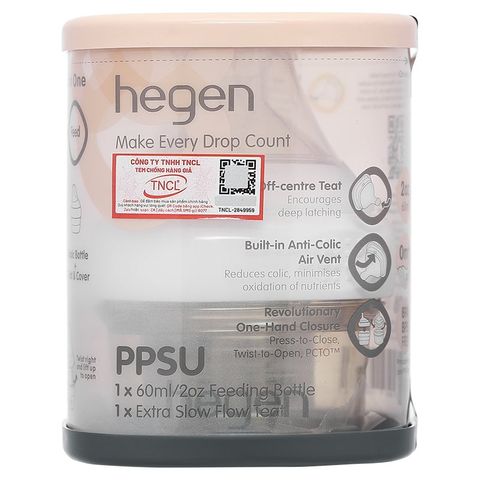 Bình sữa Hegen PPSU 60ml núm ti size Extract Flow từ 0 – 1 tháng