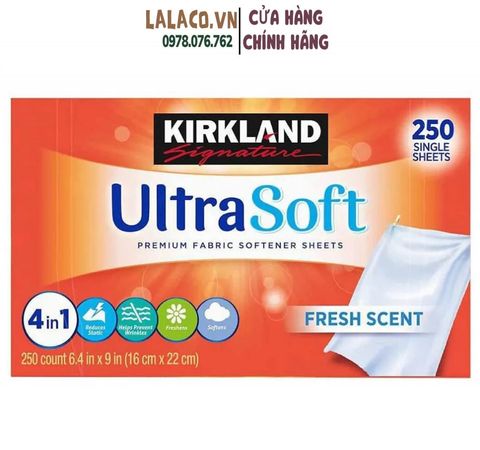Giấy thơm quần áo Kirkland Fabric Softener Premium 250 tờ