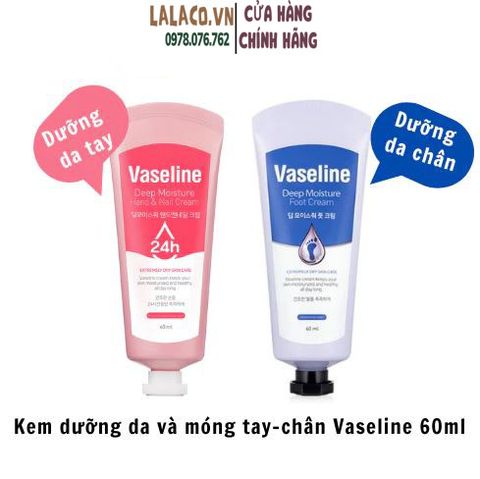 Kem Dưỡng Da Tay - Móng & Da Chân Vaseline 24h Deep Moisture Hand & Nail / Foot Cream 60ml