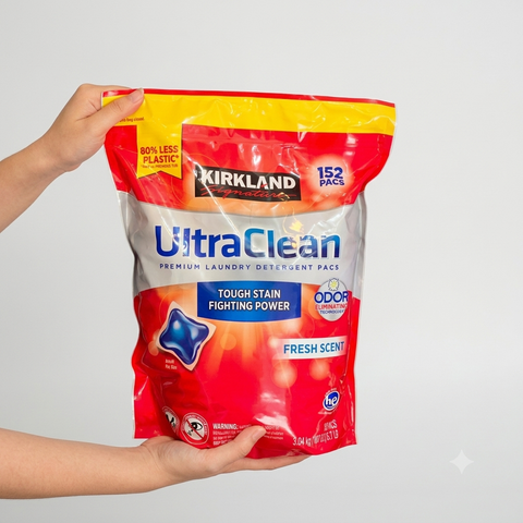 Viên Giặt Kirkland Mỹ Ultra Clean 152 Viên Dạng Túi 3.04kg (Mẫu mới 2025)