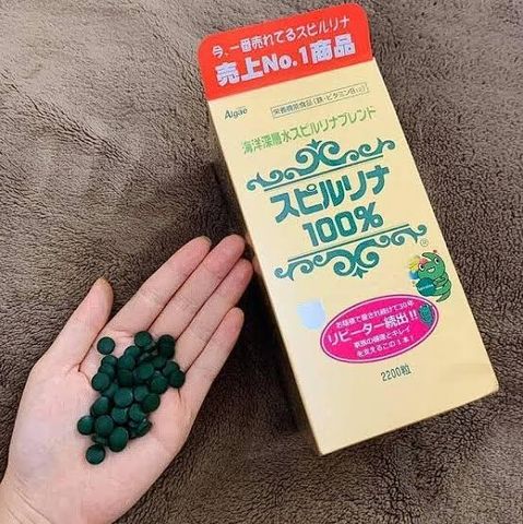 Tảo Xoắn Spirulina Nhật Bản Hộp 2200 Viên - tem đỏ