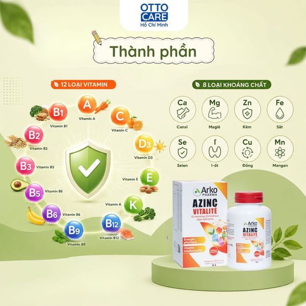 THỰC PHẨM BẢO VỆ SỨC KHỎE AZINC VITALITÉ – BỔ SUNG VITAMIN & KHOÁNG CHẤT (HỘP 120 VIÊN)