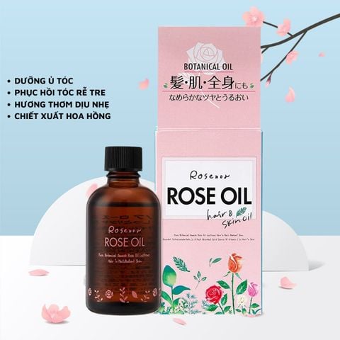 Dầu hoa hồng Rose Oil Nhật Bản 60ml Dầu dưỡng ủ tóc dưỡng da dưỡng móng phục hồi và dưỡng ẩm tóc