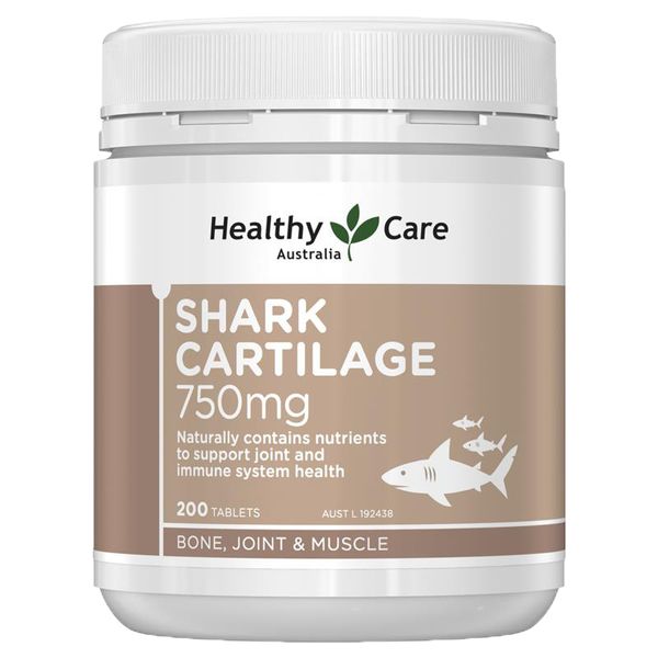 Sụn vi cá mập Healthy Care Shark Cartilage 750mg hỗ trợ xương khớp, tăng cường miễn dịch 200 viên