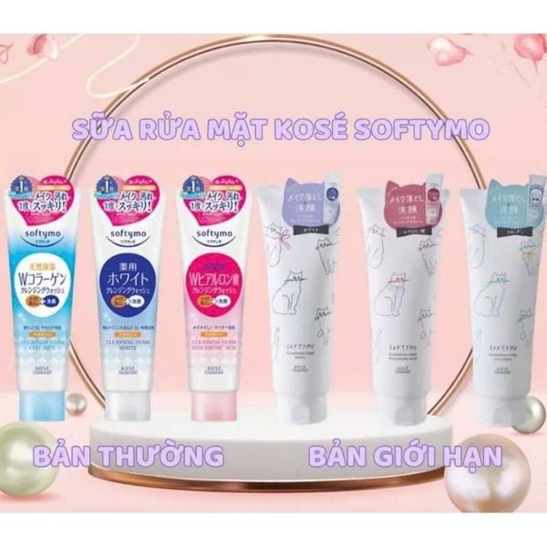 Sữa Rửa Mặt KOSE Softymo Nhật | SRM KOSE Collagen, White, Hyaluronic Acid, Ceramide 190g