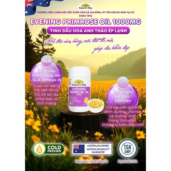 [CHÍNH HÃNG] Viên uống nội tiết tinh dầu hoa anh thảo Blackmores Evening Primrose Oil hộp 190 viên
