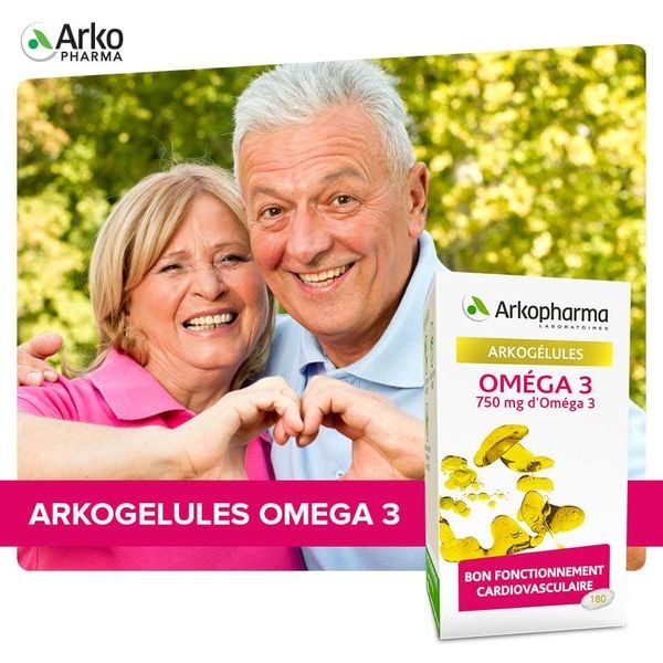 [HÀNG CHÍNH HÃNG] Viên uống dầu cá hỗ trợ tim mạch Arkopharma Arkogelules Omega 3 180 viên