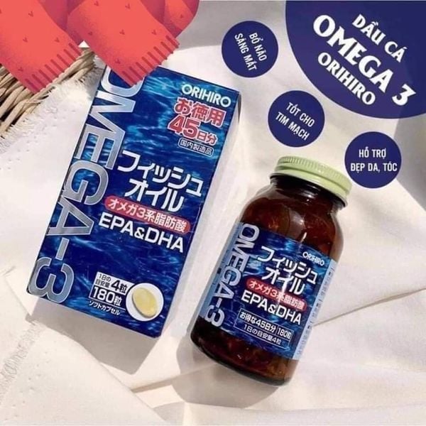 Viên uống dầu cá Omega 3 bổ mắt bổ não Orihiro Nhật Bản 180 viên