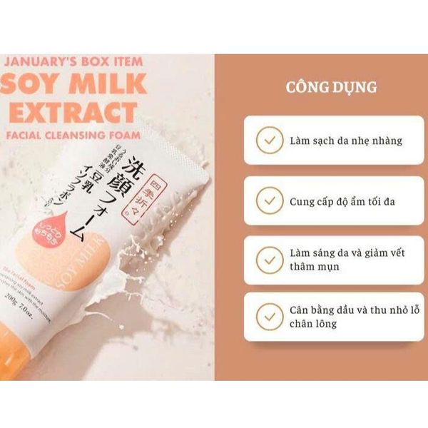 Sữa Rửa Mặt Shikioriori Soy Milk Facial Foam Chiết Xuất Từ Đậu Nành Nhật Bản 200g