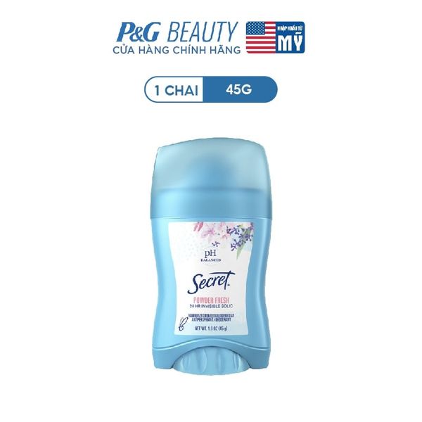 Sáp Khử Mùi SECRET 45g, Giảm tiết mồ hôi và dưỡng da săn mịn, hương phấn thơm dịu nhẹ - Mỹ