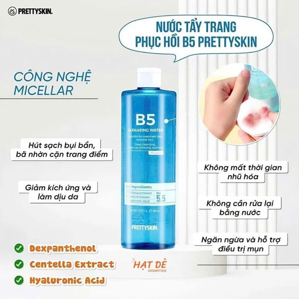 Nước Tẩy Trang Prettyskin B5 Phục Hồi Da Nhạy Cảm 500ml
