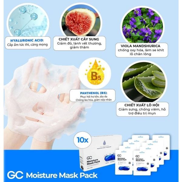 Mặt nạ B5  cấp ẩm GC Nature Moisture Mask Pack  cấp ẩm phục hồi thế hệ mới dành cho da nhạy cảm dung tích 23ml/gói