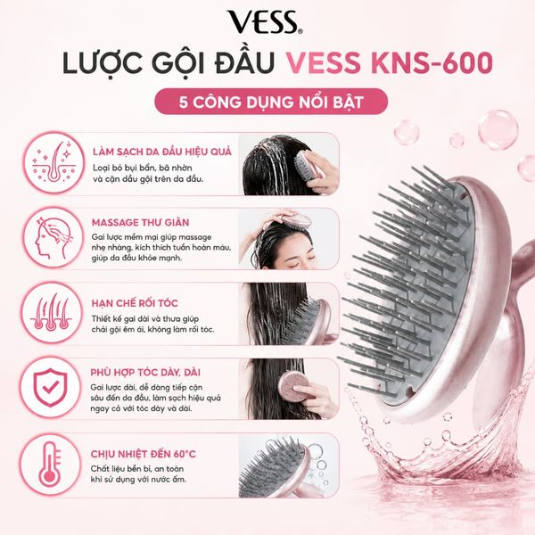 Lược Gội Đầu Massage Da Đầu VESS KNS-600 Chính Hãng Nhật Bản (2004)