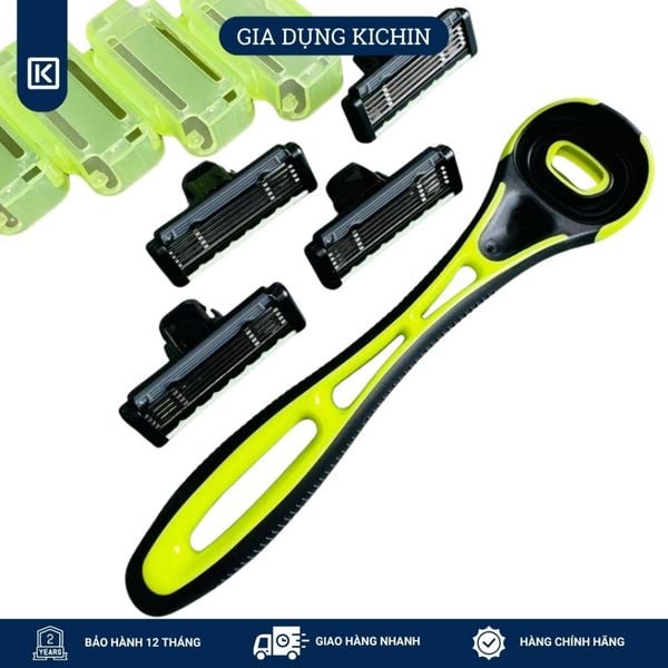 Dao Cạo Râu Kai Nhật 5 Blade Xfit Màu Xanh 4 Đầu Thay
